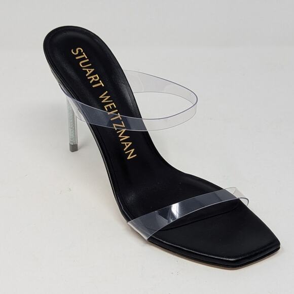 Stuart Weitzman Aleena Lucite PVC Heels Black and Clear Size 7 - Picture 11 of 15